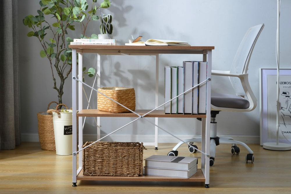 【ブラック】パソコンデスク L字　120cm　2段ラック付 デスク木製 ミシン台 書斎机  勉強机