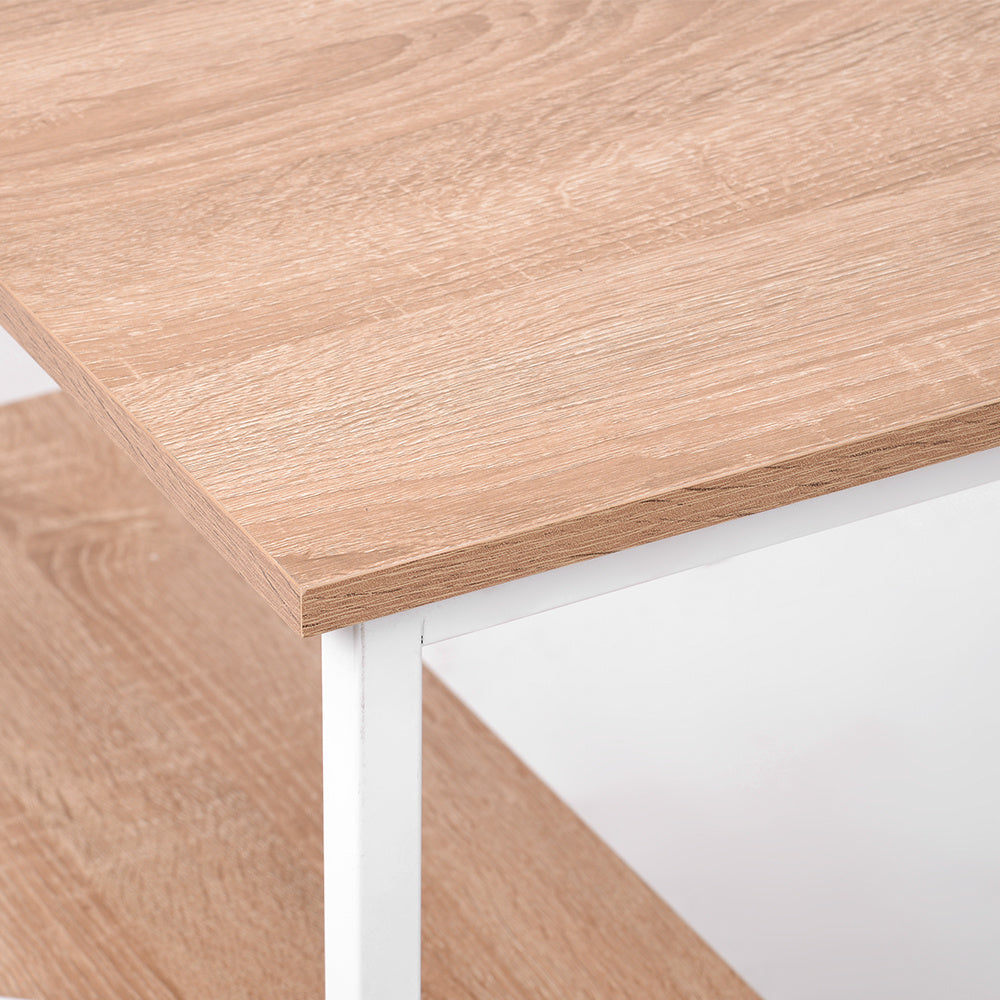 【ブラック】パソコンデスク L字　120cm　2段ラック付 デスク木製 ミシン台 書斎机  勉強机