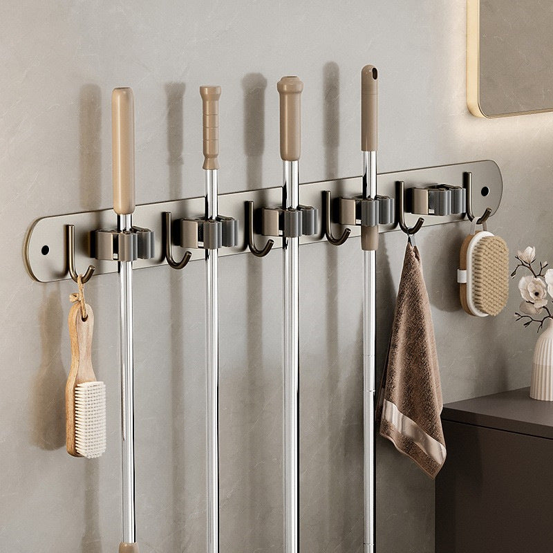 Mop Wall-mounted Clip Rack Without Punching Hook Balcony Bathroom Toilet Buckle Fixed Broom Storage Storage Rack