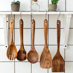 Acacia Wood Spatula 9-piece Wooden Kitchenware Suit High Temperature Resistant Spatula Salad Spoon Soup Spoon Noodle Spoon Colander