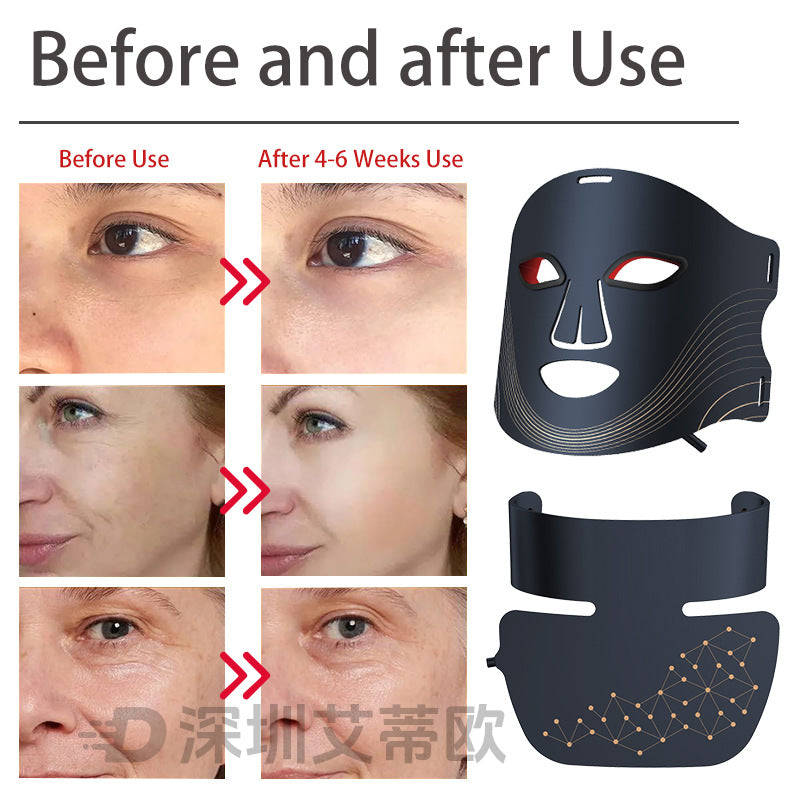 Photon Beauty Instrument LED Face And Neck Combination Suit 850 Infrared Skin Rejuvenation And Cleansing Cross-border Cosmetic Phototherapy Mask