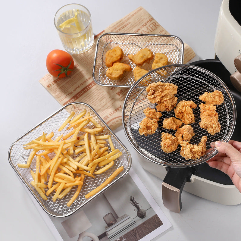 New Cross-border Air Fryer Grill 304 Stainless Steel Dehydration Mesh Rack Thickened Three-layer Removable Cooling Grill