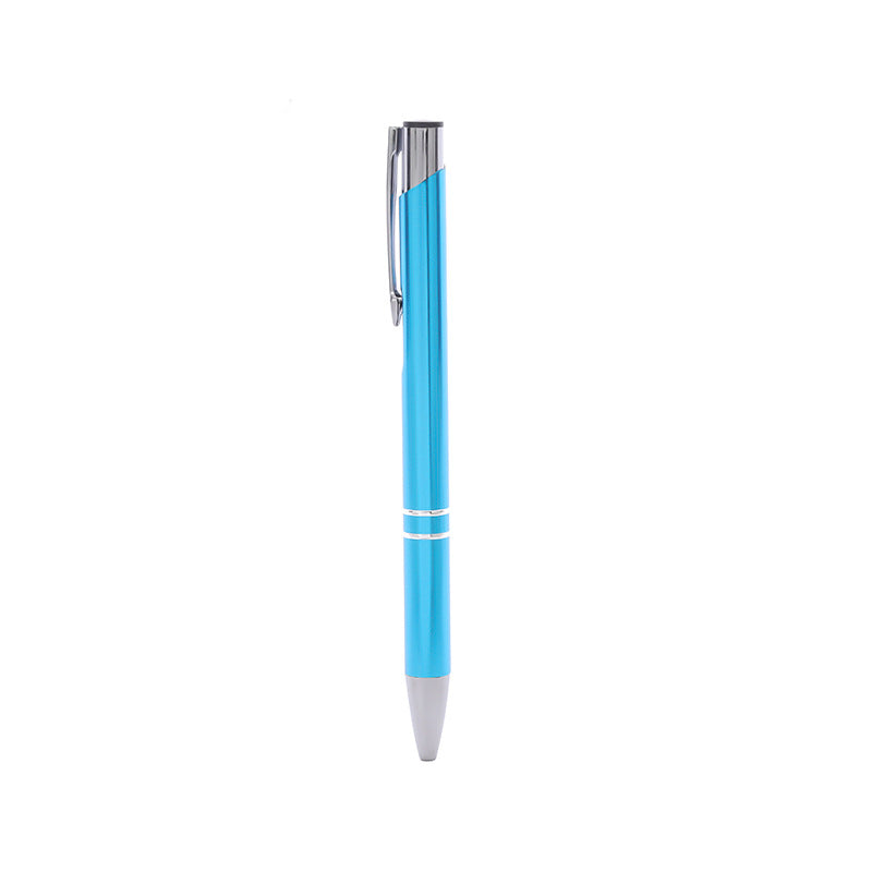 Metal Push Aluminum Rod Ballpoint Pen Lettering Printing Logo Advertising Promotional Gift Oblique Double Coil Pen