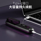 2024 New LCD USB Rechargeable Ceramic Heating Electric Comb Hair Straightener Wireless Portable Hair Straightener