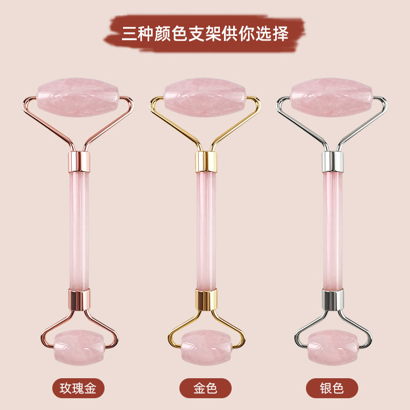 Powder Crystal Jade Double Head Roller Massager Heart Shape Face Eye Massage Scraping Combination
