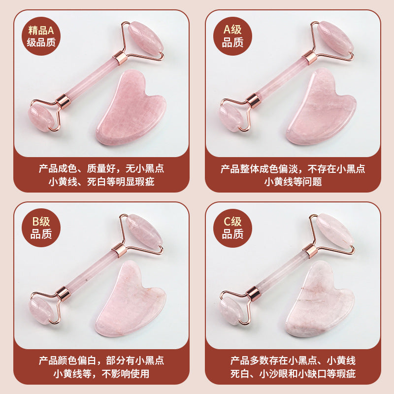 Powder Crystal Jade Double Head Roller Massager Heart Shape Face Eye Massage Scraping Combination