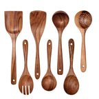 Acacia Wood Spatula 9-piece Wooden Kitchenware Suit High Temperature Resistant Spatula Salad Spoon Soup Spoon Noodle Spoon Colander