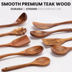 Acacia Wood Spatula 9-piece Wooden Kitchenware Suit High Temperature Resistant Spatula Salad Spoon Soup Spoon Noodle Spoon Colander