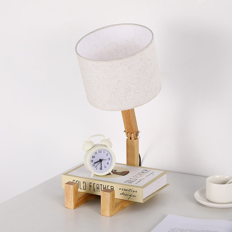 Solid Wood Robot Creative Table Lamp Nordic Gift Wooden American-style Wooden Bedroom Bedside Lamp