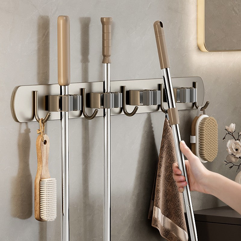 Mop Wall-mounted Clip Rack Without Punching Hook Balcony Bathroom Toilet Buckle Fixed Broom Storage Storage Rack