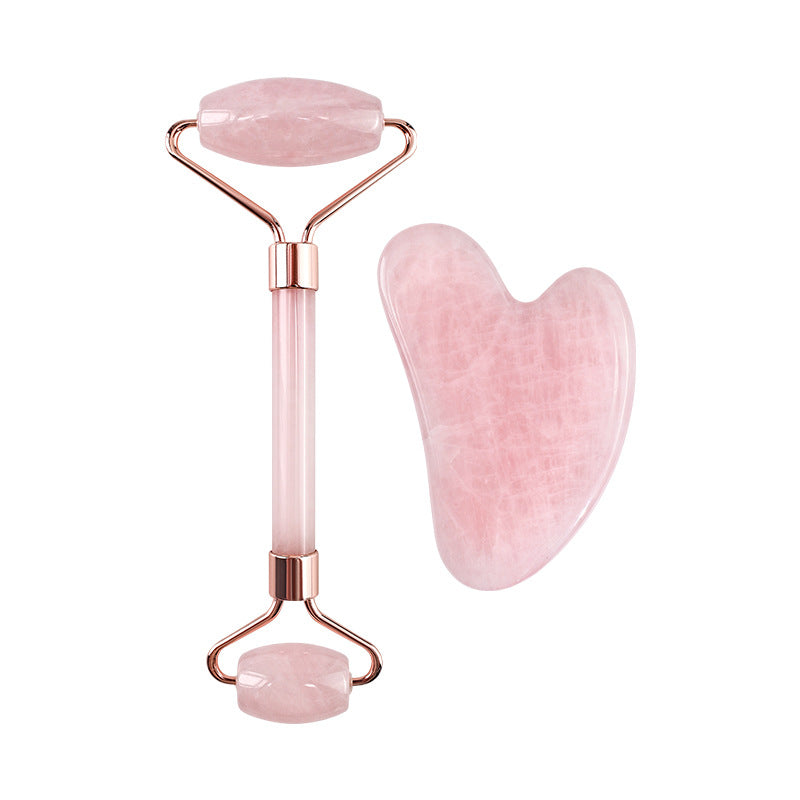 Powder Crystal Jade Double Head Roller Massager Heart Shape Face Eye Massage Scraping Combination