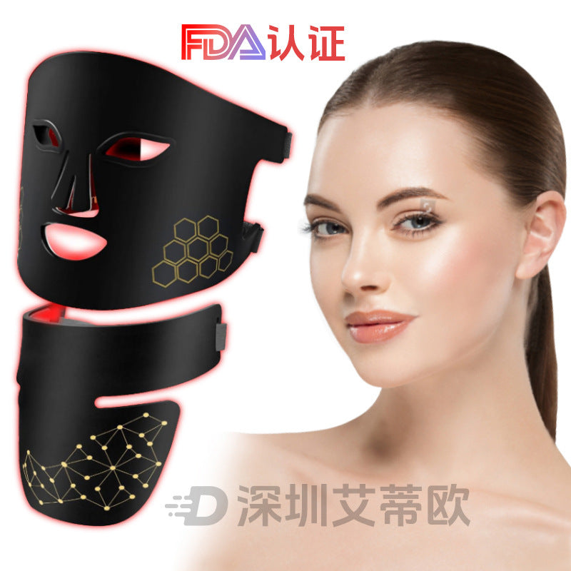 Photon Beauty Instrument LED Face And Neck Combination Suit 850 Infrared Skin Rejuvenation And Cleansing Cross-border Cosmetic Phototherapy Mask