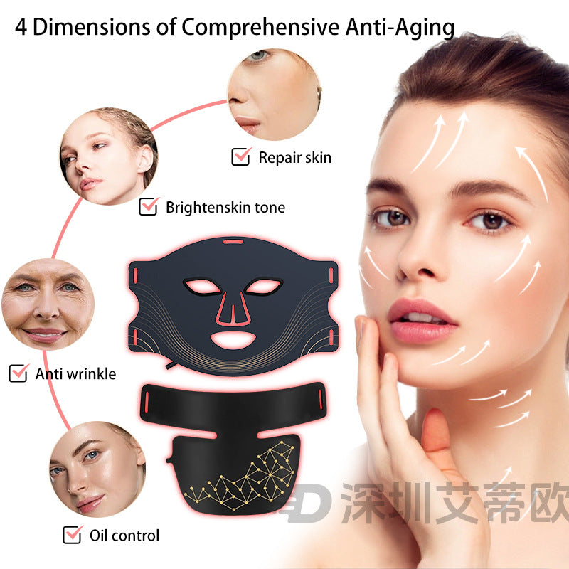 Photon Beauty Instrument LED Face And Neck Combination Suit 850 Infrared Skin Rejuvenation And Cleansing Cross-border Cosmetic Phototherapy Mask