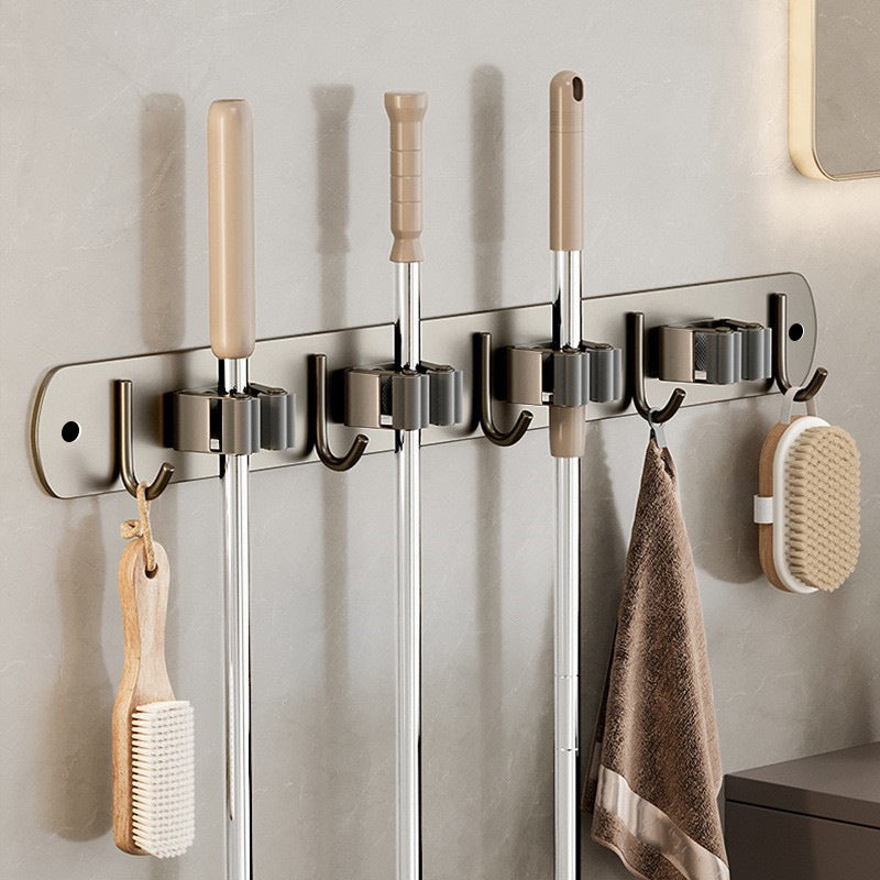 Mop Wall-mounted Clip Rack Without Punching Hook Balcony Bathroom Toilet Buckle Fixed Broom Storage Storage Rack